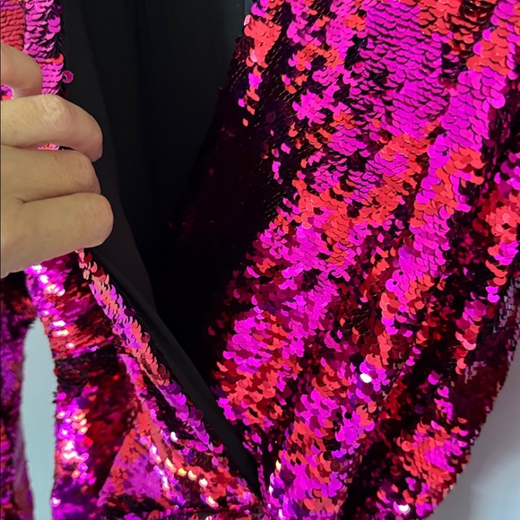 The Kooples Pink and Black Sequin Long Sleeve Dress - Picture 5 of 8